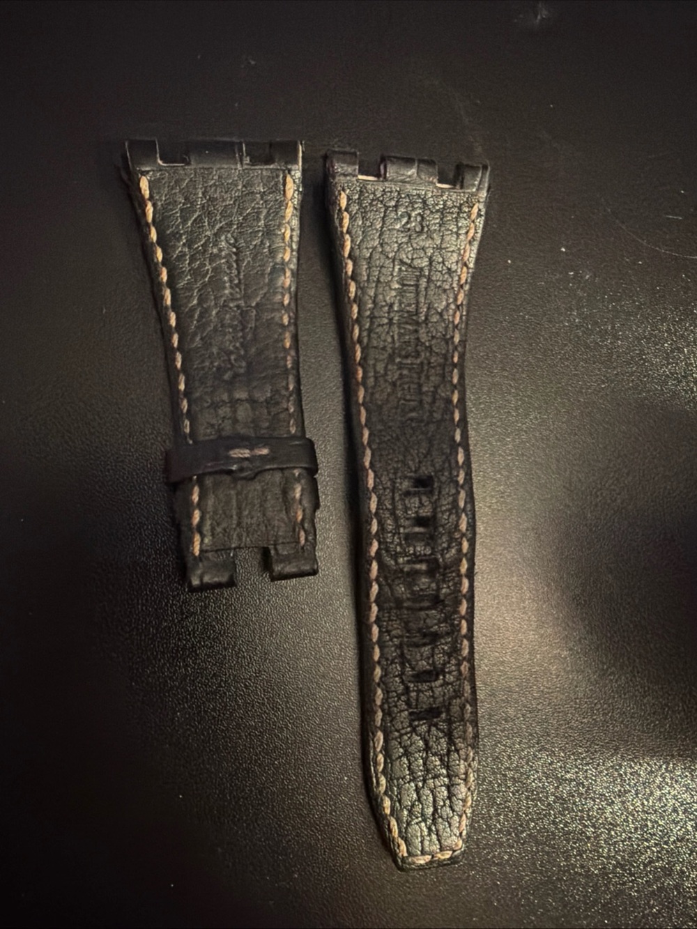 Audemars Piguet Black Leather Watch Strap with Contrast Stitching - Men